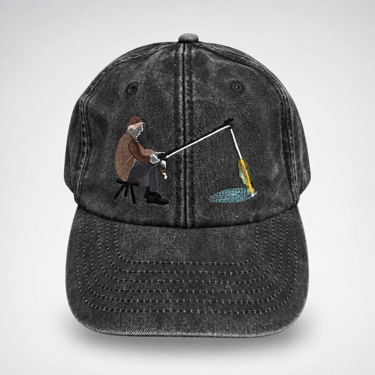 🎣🧢 Catch of the Day Interactive Fishing Cap –🎁 Vintage Washed Moving Fish Hat