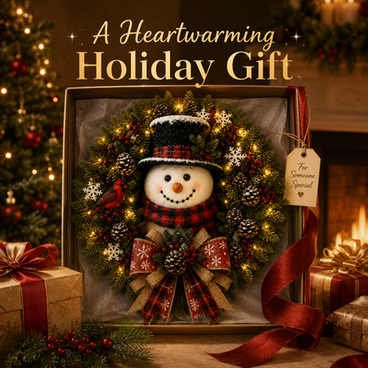 🎁Hot Sale 40% OFF⛄ Snowman Lighted Christmas Wreath✨