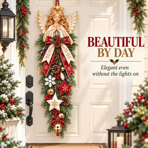 🎉 49% OFF✨👼 Lighted Angel Christmas Door Swag – A Heavenly Holiday Welcome