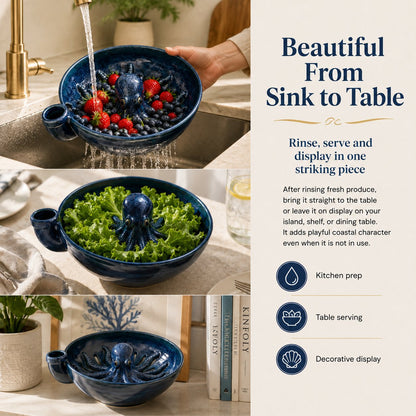 Bold Indigo Octopus Berry Colander