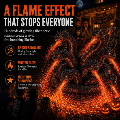 🔥HOT SALE🔥🎃 Fire-Breathing Orochi Solar Garden Light – Epic Multi-Headed Dragon Halloween Decor