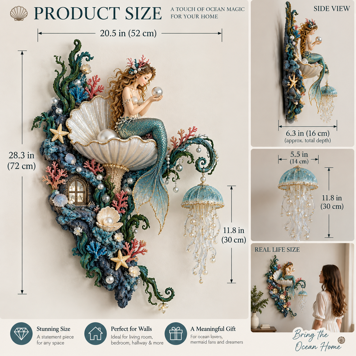 ✨ Mermaid Pearl Glow Wall Light – Ocean-Inspired Coastal Decor 🧜‍♀️🐚
