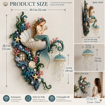 ✨ Mermaid Pearl Glow Wall Light – Ocean-Inspired Coastal Decor 🧜‍♀️🐚
