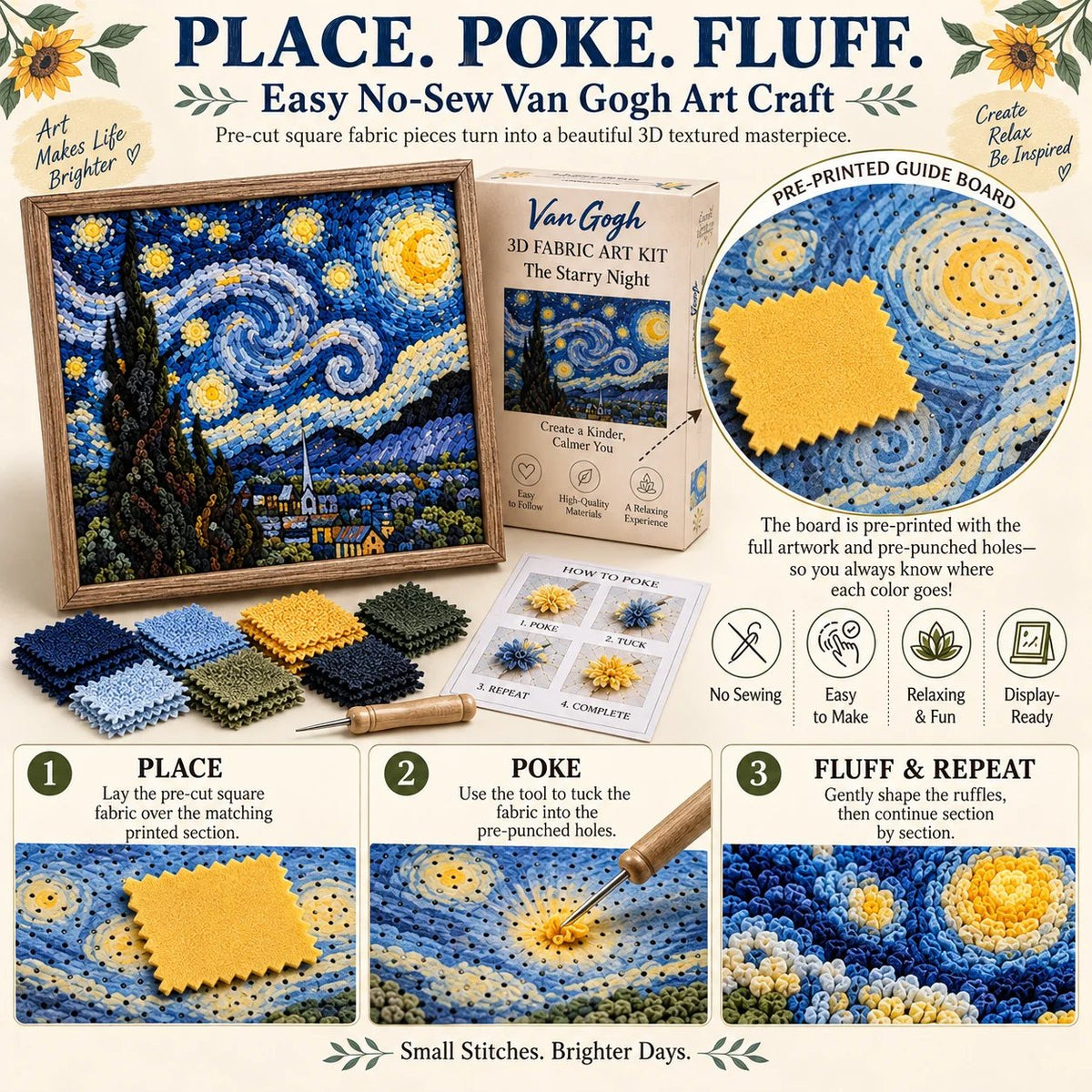 🎨🖼️ Van Gogh 3D Fabric Art Kit | Create Your Own Textured Masterpiece(📦Buy 2 Free Shipping)
