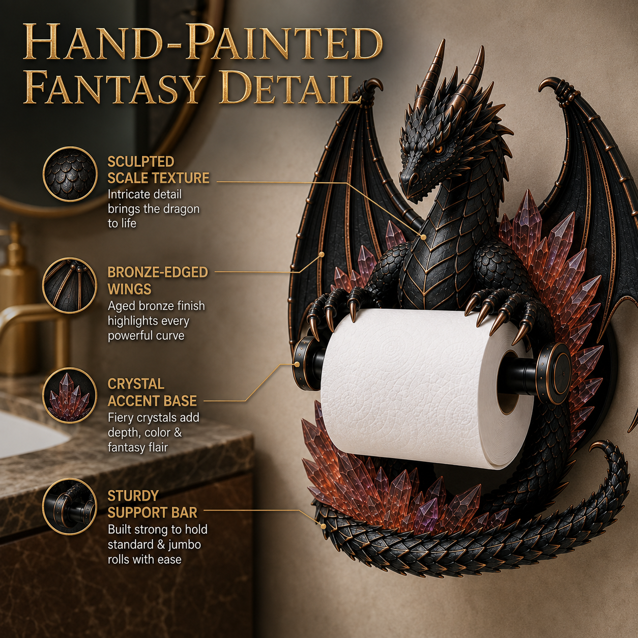 🐉Crystal Dragon Toilet Paper Holder