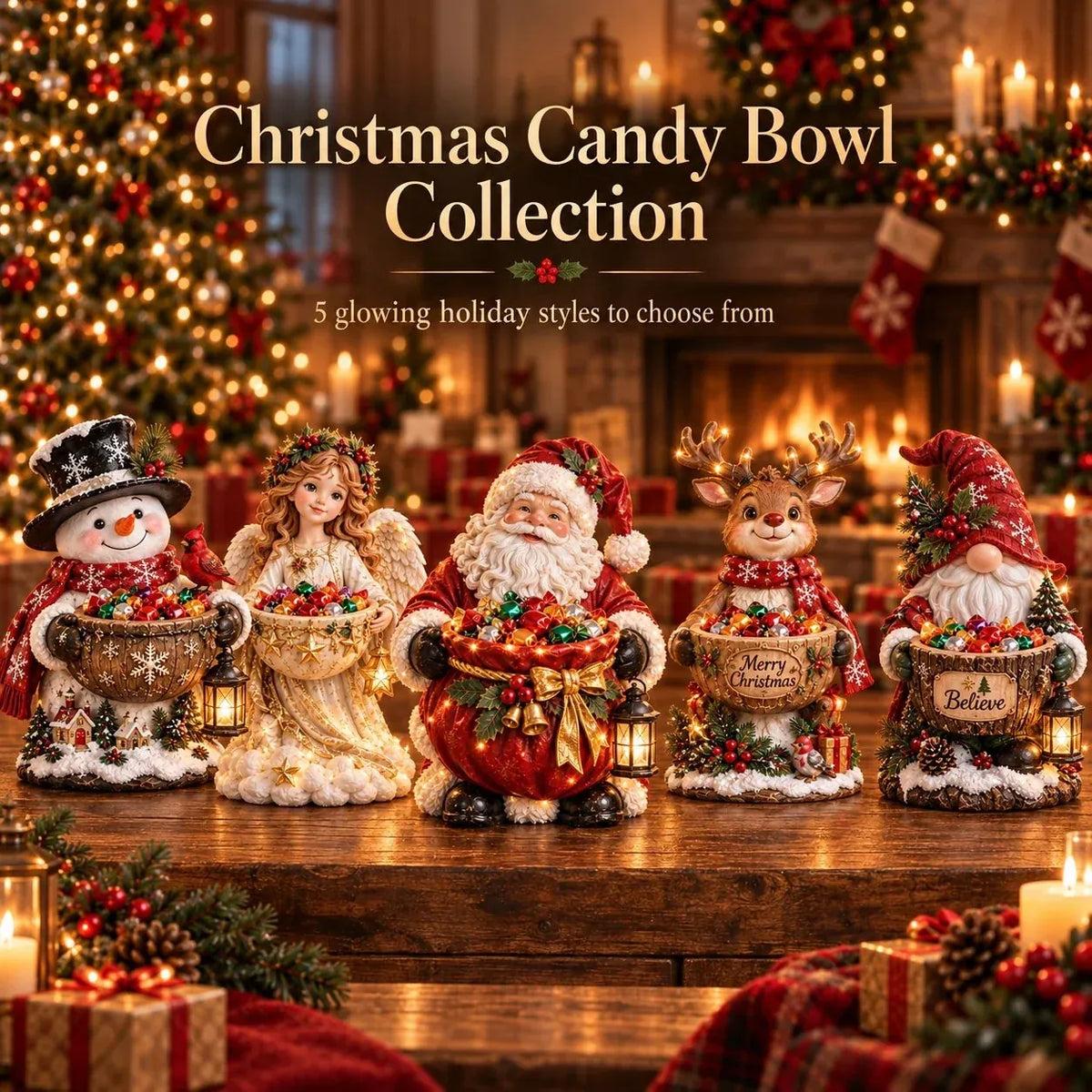 🎄 Christmas Sale – 49% OFF ✨ Lighted Christmas Candy Bowl Collection – 5 Festive Holiday Designs