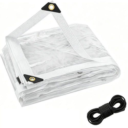 🌧️ RainShield Pro™ Transparent Waterproof Tarp – Heavy-Duty Outdoor Cover with Secure Grommets