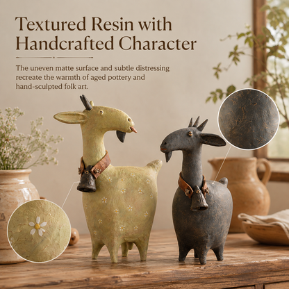 Whimsical Farmhouse Goat Figurines Set of 2