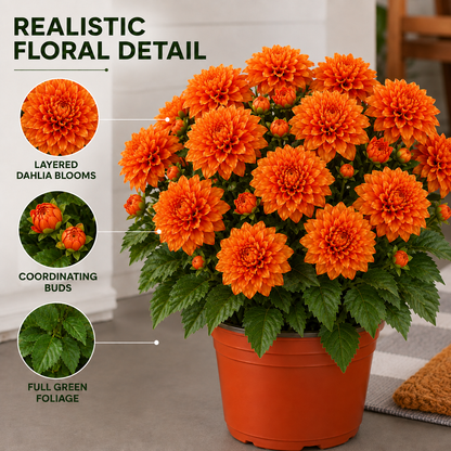 🍂❤️Vibrant Faux Dahlia Pot Filler