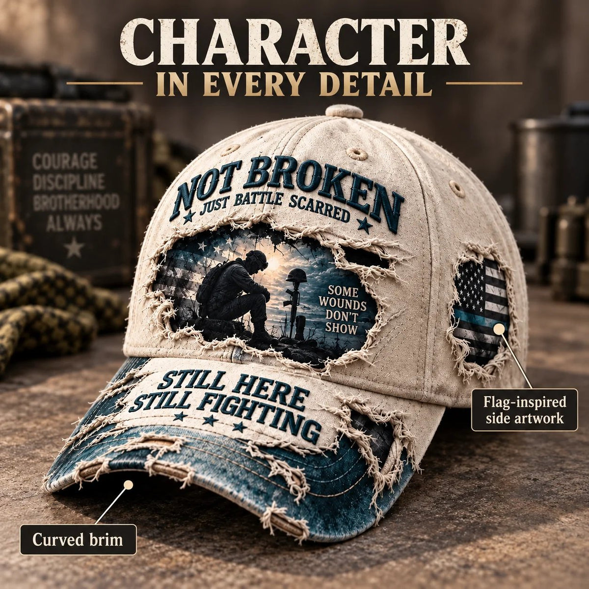 Veteran Mental Health Awareness PTSD Printed Baseball Cap
