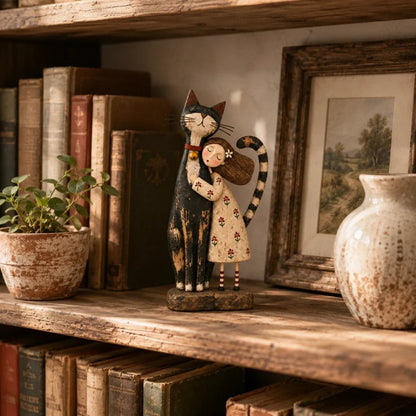 💕Girl & Her Best Friend Folk Art Figurine