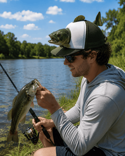 Funny 3D Bass Fish Trucker Hat – Unique Gift for Dads & Fishing Lovers