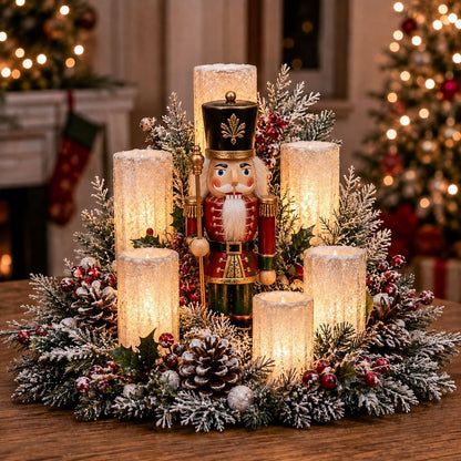 Christmas Lighted Centerpiece with Flameless Candle Glow