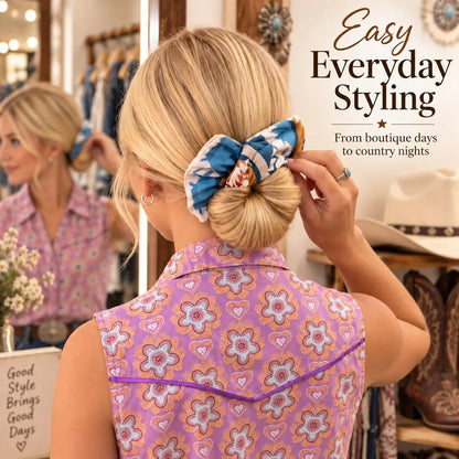 🤠🤎 Western Bow Hair Accessory – Effortless Low-Bun Style for Country Concerts, Rodeos & Everyday Looks