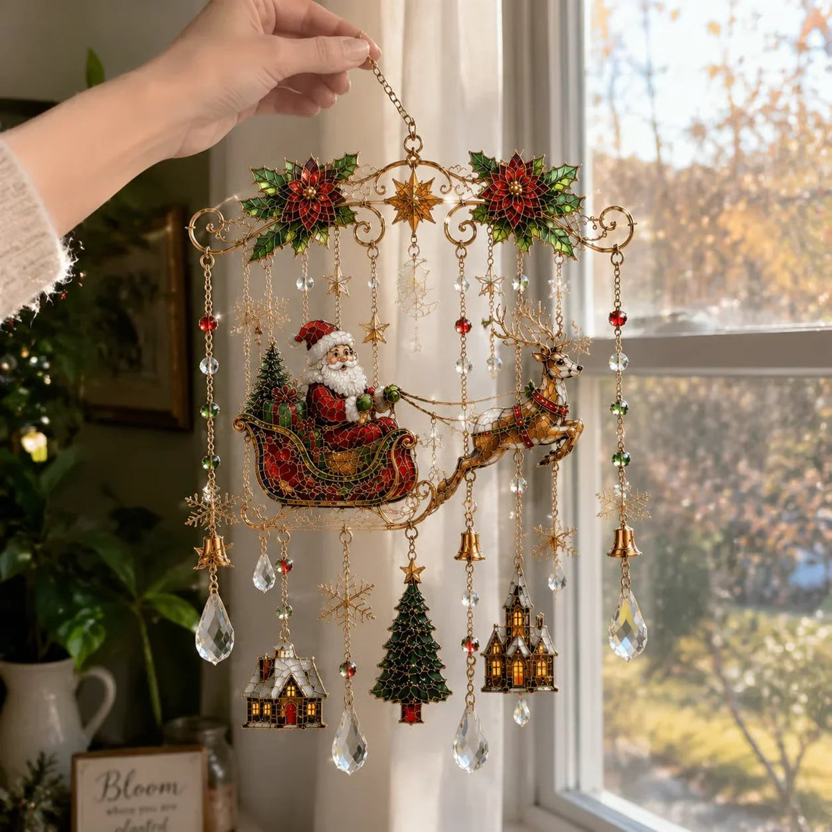 🎄🎐Handmade Christmas Stained Acrylic Window Hanging