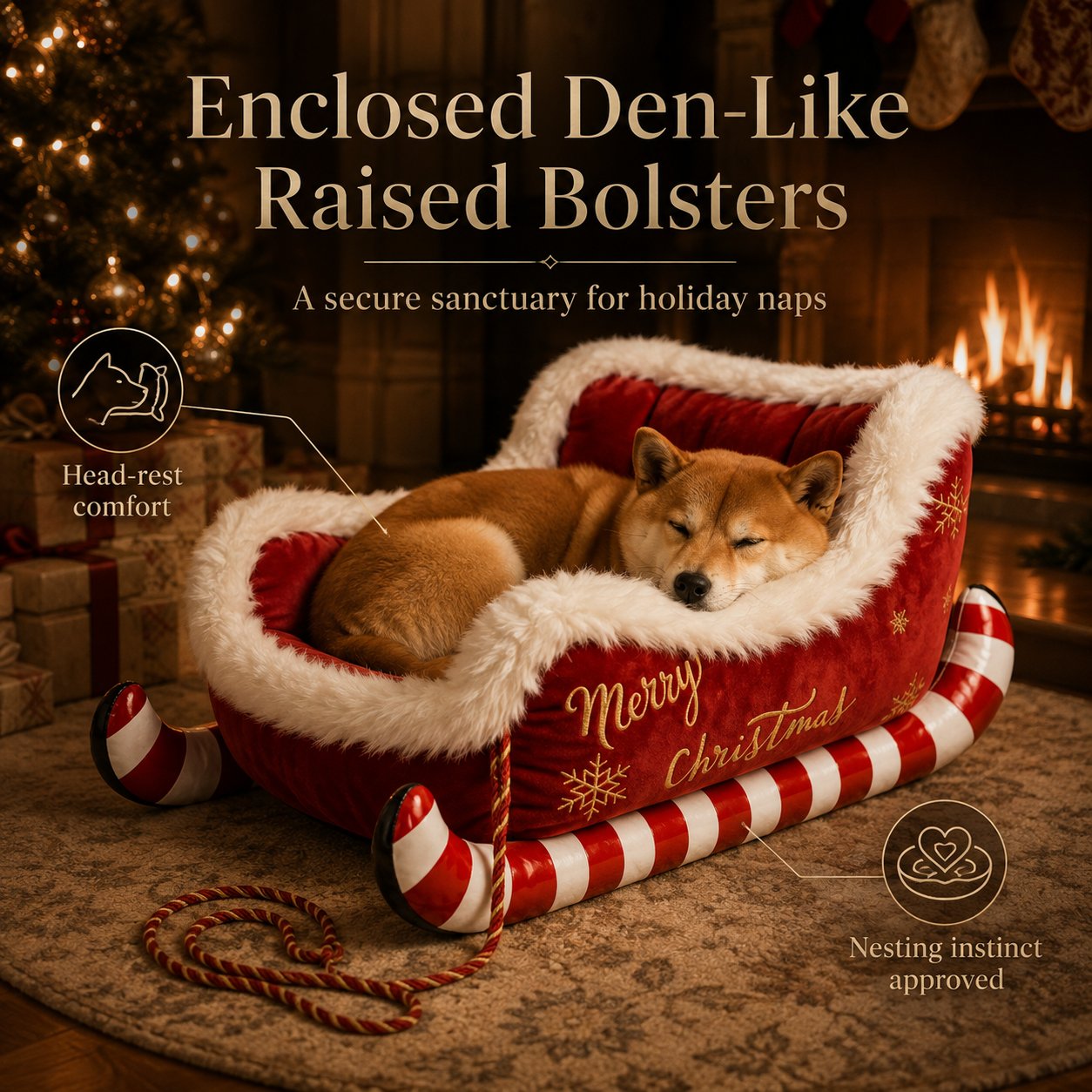 🎄 Santa Paws Christmas Dog Beds – Cozy Festive Sleigh & Holiday Pet Beds