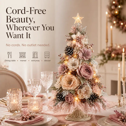 Blush Bloom Pre-Lit Floral Christmas Tree