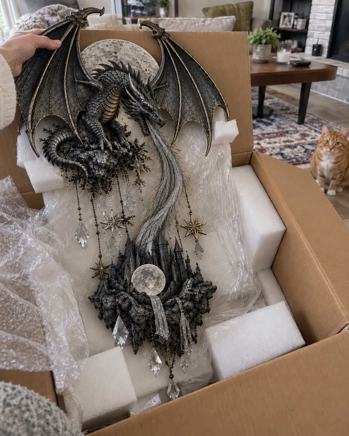 🔥 Last Day 49% OFF – 🐉 Dragonfire Moonlight Wall Lamp | Enchanted Fantasy Castle Decor 🌙