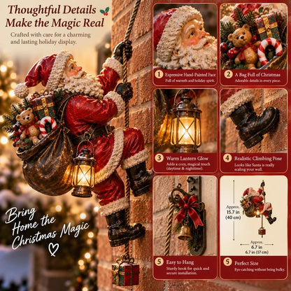 ✨Santa’s Secret Climb – Lighted Christmas Wall Decoration