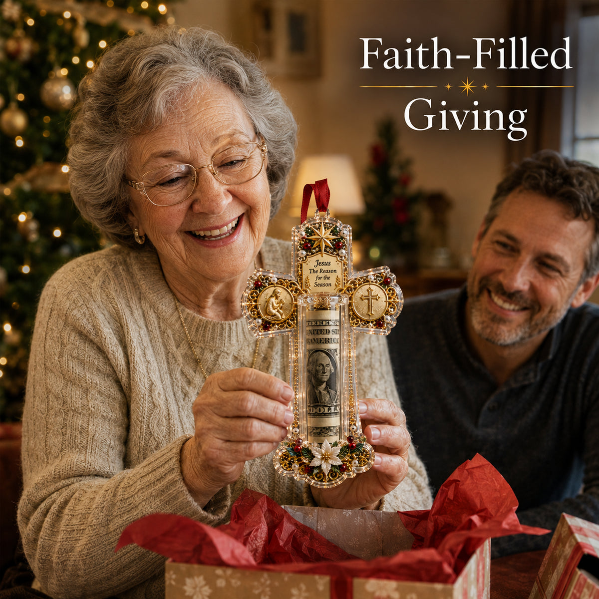 Christian Cash Gift Christmas Ornament – Faith-Inspired Money Holder Keepsake