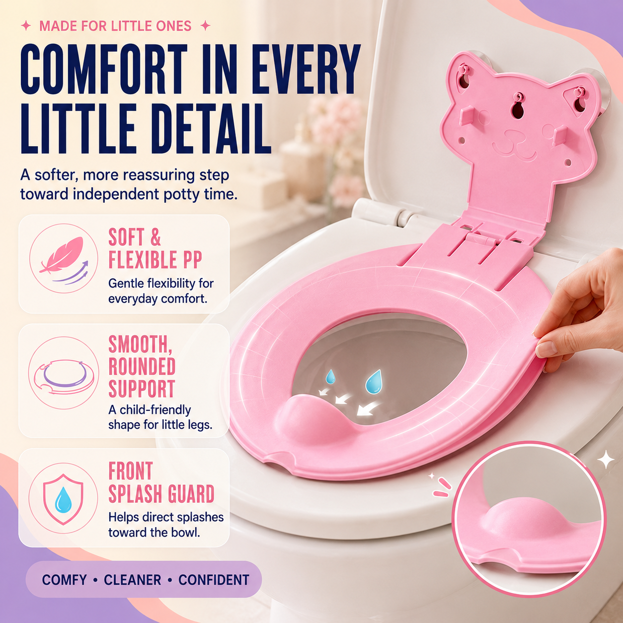 🐻🚽 Family Flip-Down Potty Seat – Space-Saving Toilet Trainer for Toddlers