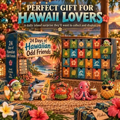 🌺 24 Days of Hawaiian Odd Friends Advent Calendar | 24 Unique Tropical Mini Figures with Daily Surprises for Hawaii Lovers, Collectors & Christmas Displays 🎄