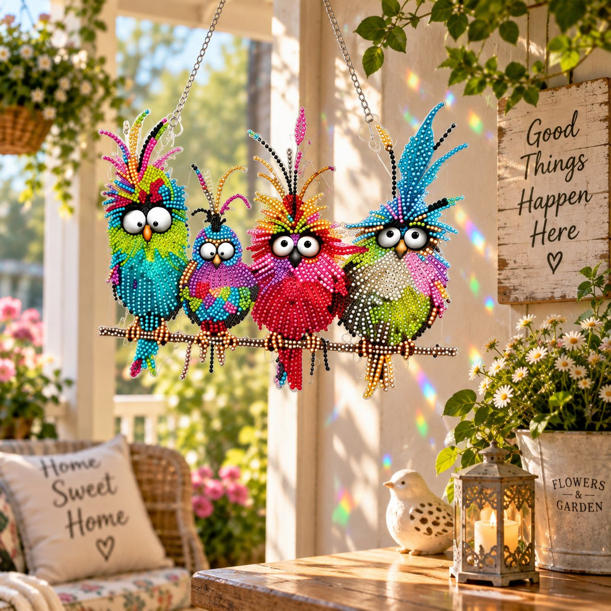 🔥Last Day 50% OFF - 🐦✨ Sunny Birds Diamond Art Suncatcher DIY Kit