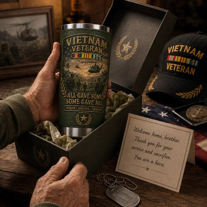 🔥 🇺🇸 Vietnam War Veteran Commemorative Travel Tumbler