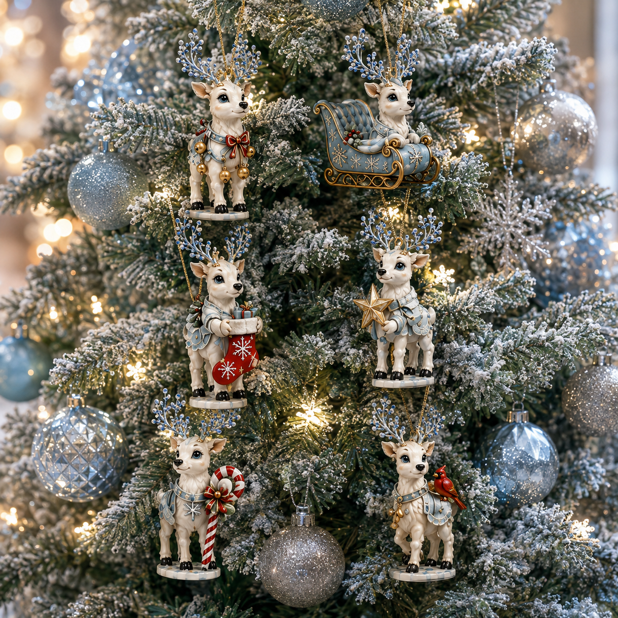 ✨24-Day Christmas Countdown Advent Calendar –Snowy Reindeer Ornament