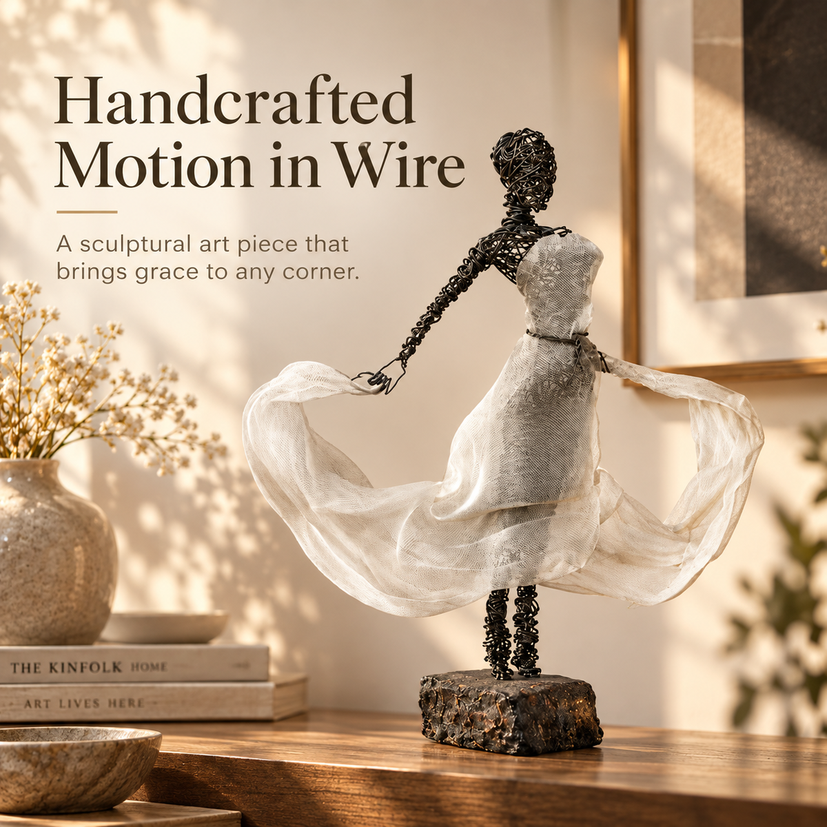 ✨Wire Female Ballet Sculpture | Unique Handcrafted Art Ornament, Elegant Decor for Living Room & Art Lovers🎁