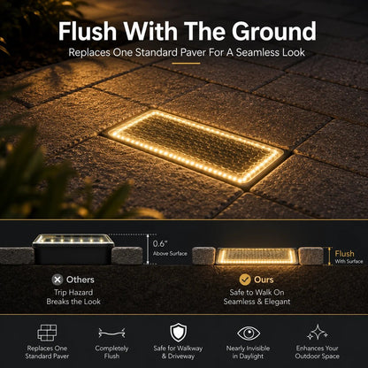 ⭐☀️ Solar Paver Lights 4'×8' – Warm White Recessed Ground Lights for Driveways, Walkways & Patios