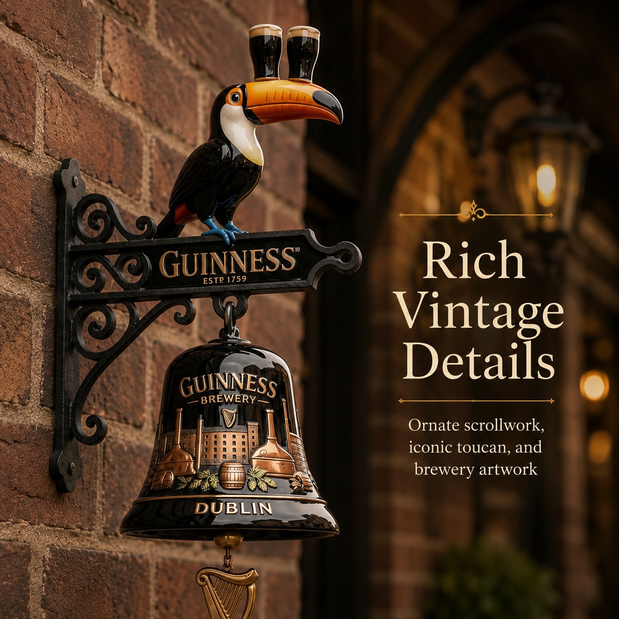 🍺🔔 Guinness Toucan Cast Iron Door Bell