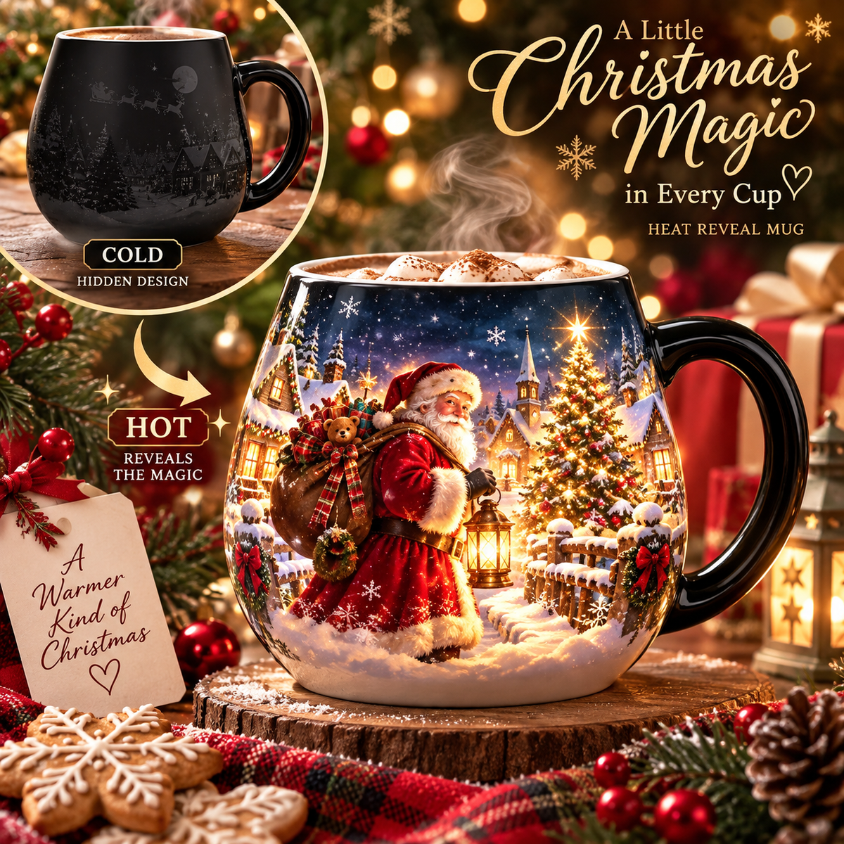 🎄Christmas Magic Color-Changing Mug – Heat Reveal Holiday Gift ✨