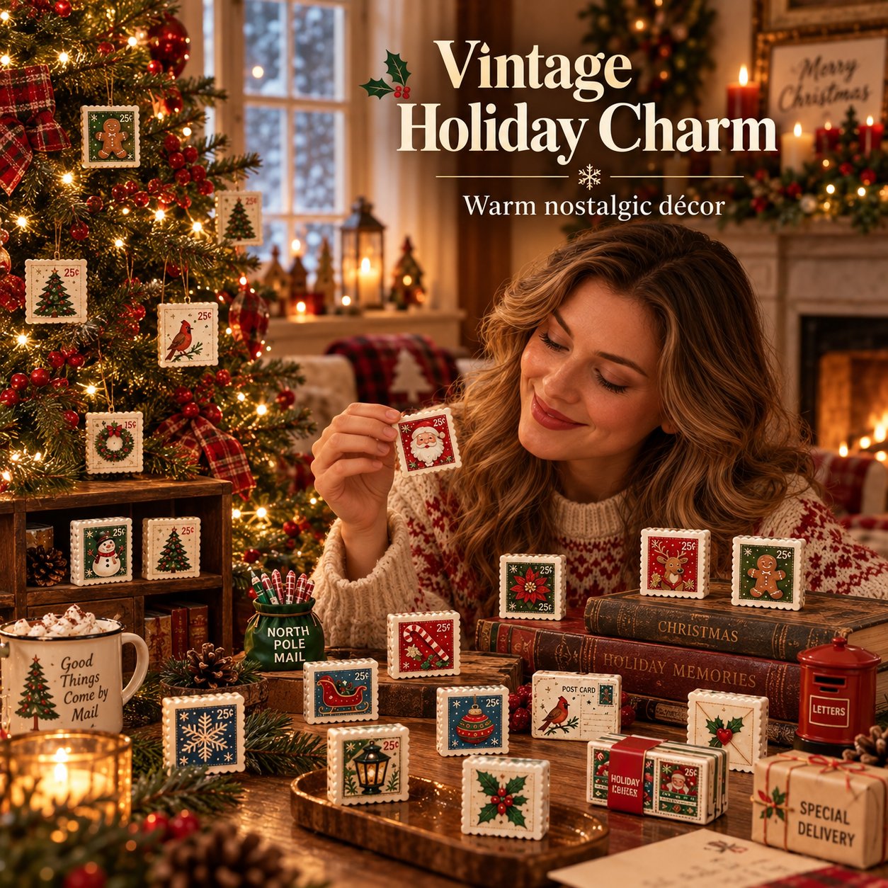 📮🎄 24 Days of Vintage Christmas Mail – Nostalgic Postal Ornament Countdown Collection