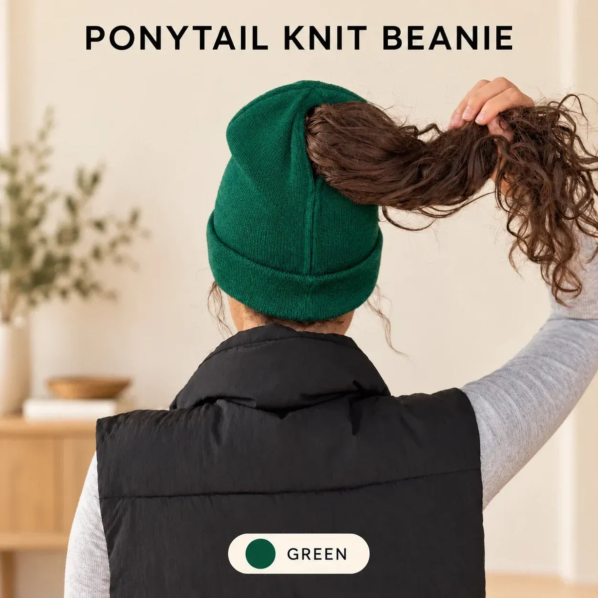 🧲 Women's Magnetic Ponytail Beanie – Hat with Magnetic Hair Opening for Ponytails, Buns & Braids