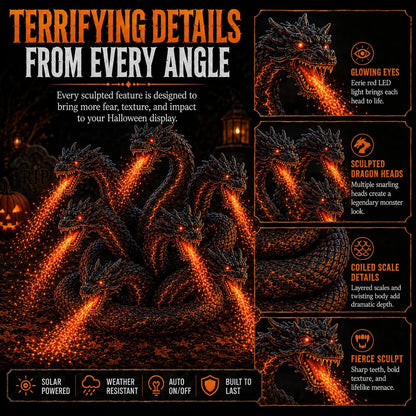 🔥HOT SALE🔥🎃 Fire-Breathing Orochi Solar Garden Light – Epic Multi-Headed Dragon Halloween Decor