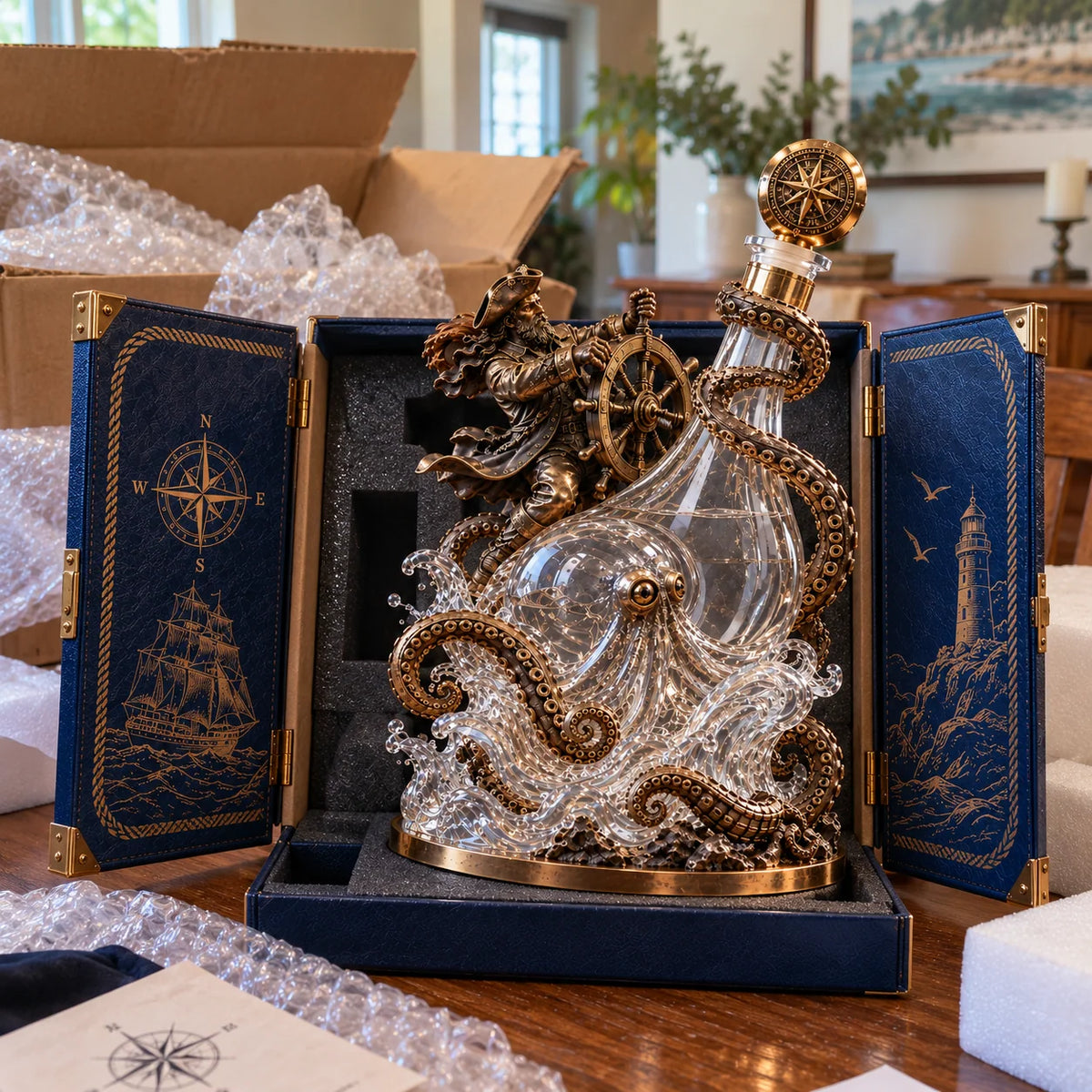 ⚓ Stormbound Captain & Deep-Sea Octopus Whiskey Decanter – 2026 Nautical Collector’s Edition 🥃