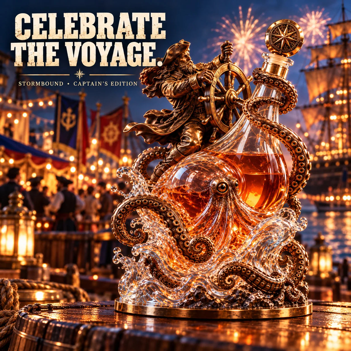 ⚓ Stormbound Captain & Deep-Sea Octopus Whiskey Decanter – 2026 Nautical Collector’s Edition 🥃