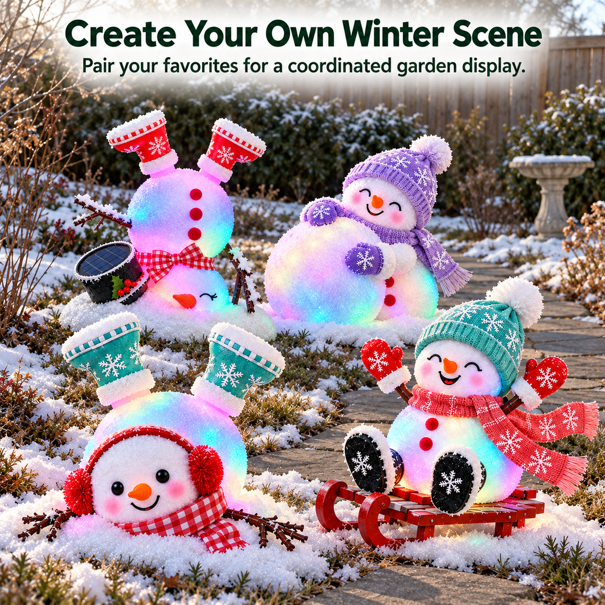 ☃️ Adorable Light-Up Snowmen | 4 Cute Christmas Garden Style 🎁