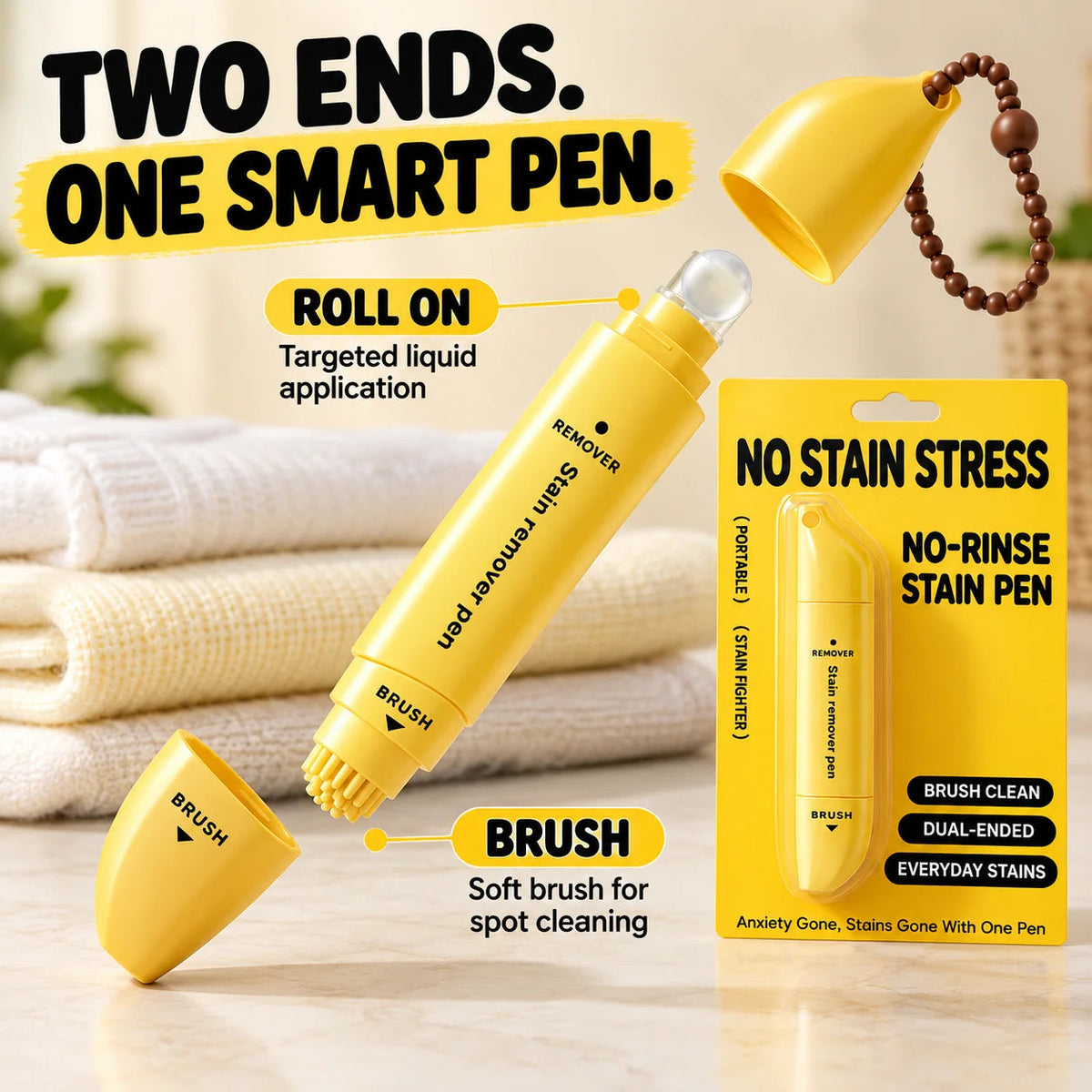 🖊️ Portable Dual-Head Stain Remover Pen - Waterless Stain Cleaning
