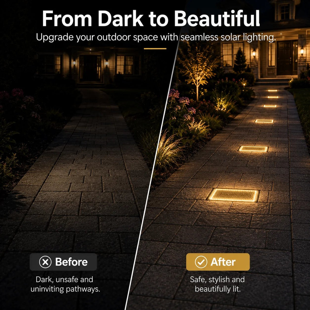 ⭐☀️ Solar Paver Lights 4'×8' – Warm White Recessed Ground Lights for Driveways, Walkways & Patios