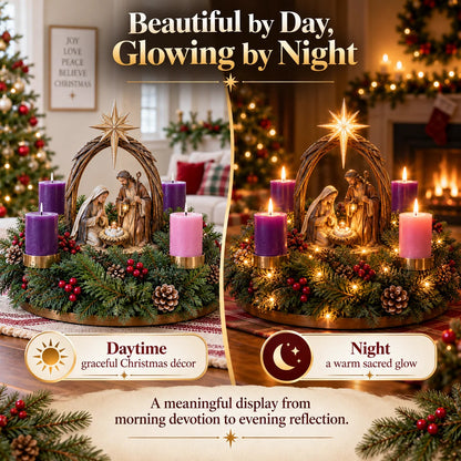 Lighted Nativity Advent Wreath – 4-Week Christmas Candlelight Tradition 🕯️