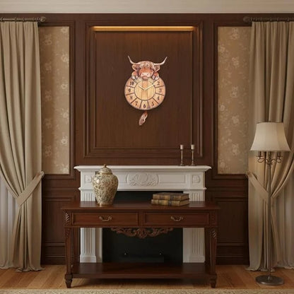 ⭐Swinging Tail Highland Cow Wall Clock