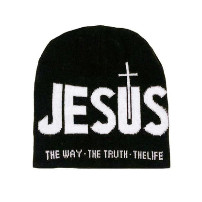 Unisex Y2K Heart & Cross Jacquard Knit Beanie Cap for Cold Weather