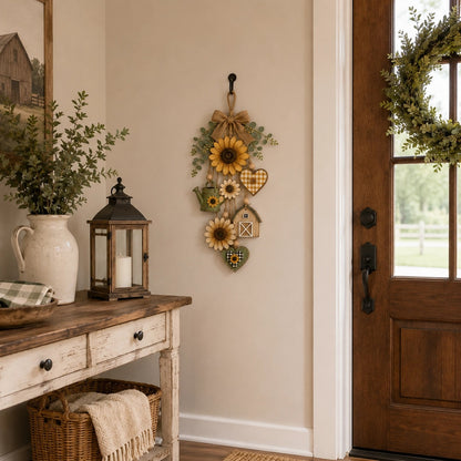 🌻Rustic Wooden Garden-Themed Hanging Ornament with Remote Control Fairy Lights