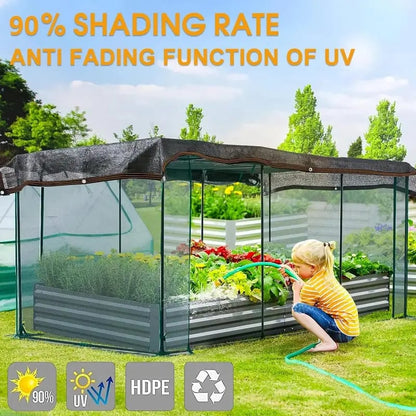 💥90% Blackout Cloth (Black) - 10 x 13ft UV-Resistant Shade Net with Reinforced Rivets