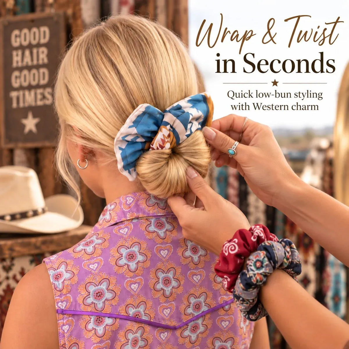 🤠🤎 Western Bow Hair Accessory – Effortless Low-Bun Style for Country Concerts, Rodeos & Everyday Looks