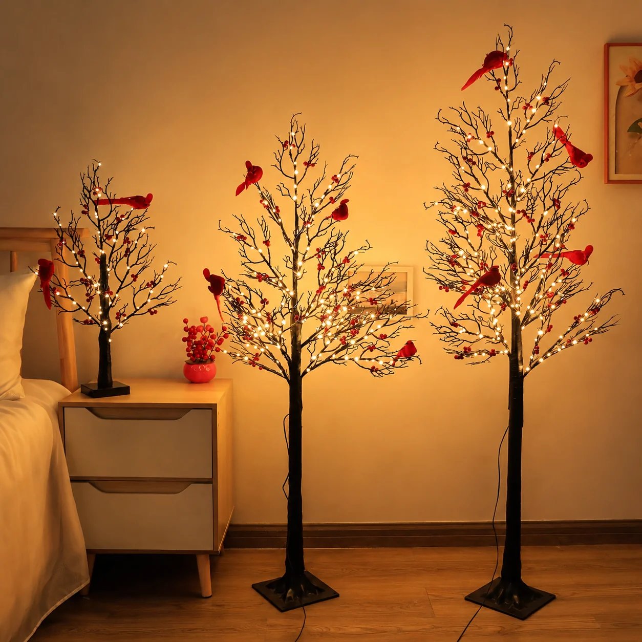 🎉✨ 2026 Vintage Glowing Cardinal Tree