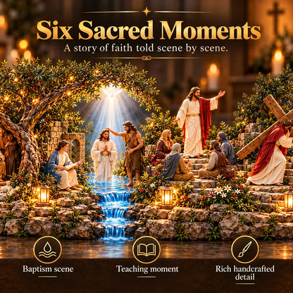✝️✨ The Journey of Jesus™ – Lighted 3D Biblical Story Centerpiece | Six Sacred Moments of Faith