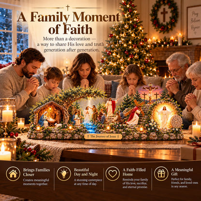 ✝️✨ The Journey of Jesus™ – Lighted 3D Biblical Story Centerpiece | Six Sacred Moments of Faith